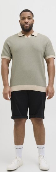 Jack & Jones Ceaston Knit Short Sleeve Sweater Vetiver - Puloverji & jopice - Moški Puloverji & Jopice za Močnejše Postave