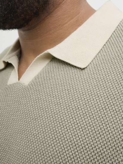 Jack & Jones Ceaston Knit Short Sleeve Sweater Vetiver - Puloverji & jopice - Moški Puloverji & Jopice za Močnejše Postave