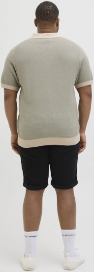 Jack & Jones Ceaston Knit Short Sleeve Sweater Vetiver - Puloverji & jopice - Moški Puloverji & Jopice za Močnejše Postave