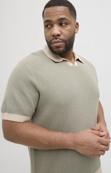 Jack & Jones Ceaston Knit Short Sleeve Sweater Vetiver - Puloverji & jopice - Moški Puloverji & Jopice za Močnejše Postave