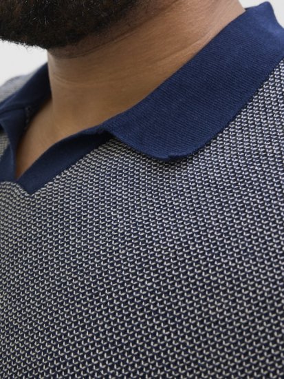 Jack & Jones Ceaston Knit Short Sleeve Sweater Grey/Blue - Puloverji & jopice - Moški Puloverji & Jopice za Močnejše Postave