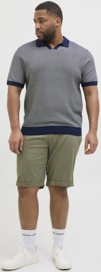 Jack & Jones Ceaston Knit Short Sleeve Sweater Grey/Blue - Puloverji & jopice - Moški Puloverji & Jopice za Močnejše Postave
