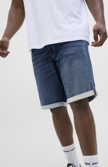 Jack & Jones Rick Con I.K. SHORTS GE 132 SN Blue Denim - Kratke hlače - Moške Kratke Hlače za Močnejše Postave