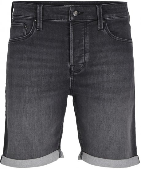 Jack & Jones Rick Con I.K. SHORTS Black Denim - Kratke hlače - Moške Kratke Hlače za Močnejše Postave