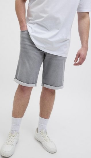 Jack & Jones Rick Icon I.K. GE 063 Shorts Grey Denim - Kratke hlače - Moške Kratke Hlače za Močnejše Postave