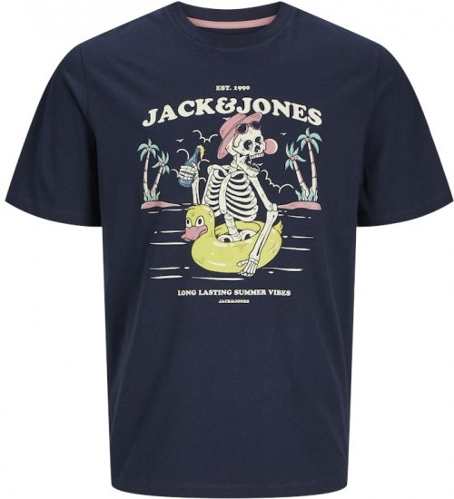 Jack & Jones Elijah Crew Neck T-Shirt Navy - Kratke Majice - Moške kratke majice za močnejše postave