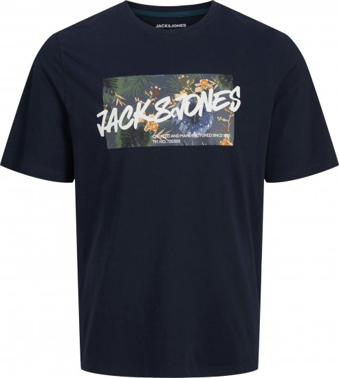 Jack & Jones Hawaii Shape Crew Neck T-Shirt Navy - Kratke Majice - Moške kratke majice za močnejše postave
