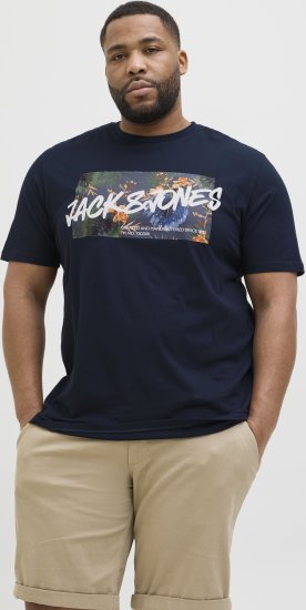 Jack & Jones Hawaii Shape Crew Neck T-Shirt Navy - Kratke Majice - Moške kratke majice za močnejše postave