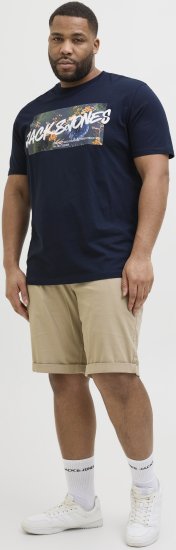 Jack & Jones Hawaii Shape Crew Neck T-Shirt Navy - Kratke Majice - Moške kratke majice za močnejše postave