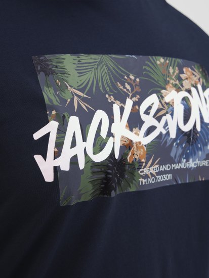 Jack & Jones Hawaii Shape Crew Neck T-Shirt Navy - Kratke Majice - Moške kratke majice za močnejše postave