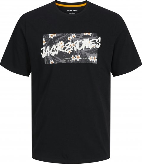 Jack & Jones Hawaii Shape Crew Neck T-Shirt Black - Kratke Majice - Moške kratke majice za močnejše postave