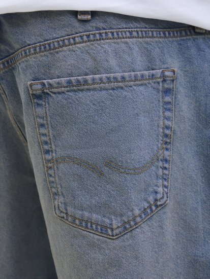 Jack & Jones Alex Original SQ171 Shorts Blue Denim - Kratke hlače - Moške Kratke Hlače za Močnejše Postave