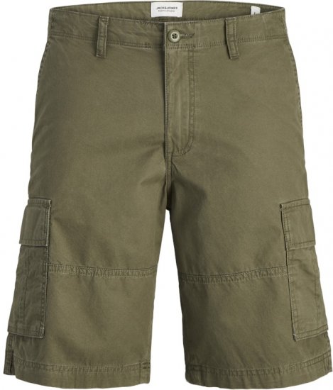 Jack & Jones Cole Mateo Cargo Shorts Olive Night - Kratke hlače - Moške Kratke Hlače za Močnejše Postave