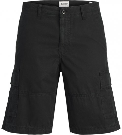 Jack & Jones Cole Mateo Cargo Shorts Black - Kratke hlače - Moške Kratke Hlače za Močnejše Postave