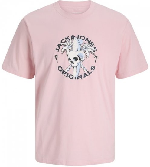 Jack & Jones Skull Coast Crew Neck T-Shirt Tickled Pink - Kratke Majice - Moške kratke majice za močnejše postave