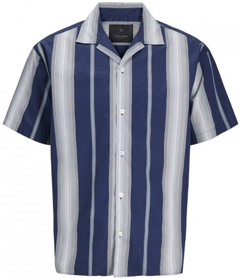 Jack & Jones Palermo Restort Print Short Sleeve Shirt Navy - Srajce - Moške srajce za Močnejše Postave