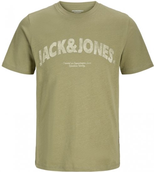 Jack & Jones Almeria Bold Branding T-Shirt Khaki Green - Kratke Majice - Moške kratke majice za močnejše postave