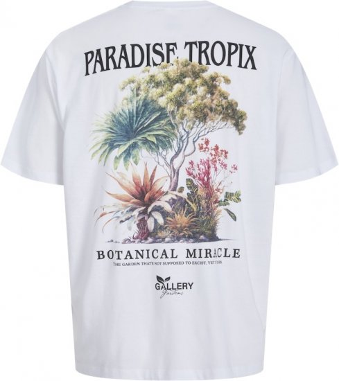 Jack & Jones Botaniq Crew Neck T-Shirt Bright White - Kratke Majice - Moške kratke majice za močnejše postave