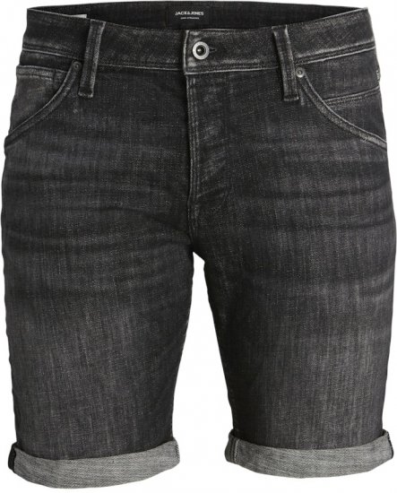 Jack & Jones RICK FOX SHORTS GE 245 Shorts Black Denim - Kratke hlače - Moške Kratke Hlače za Močnejše Postave