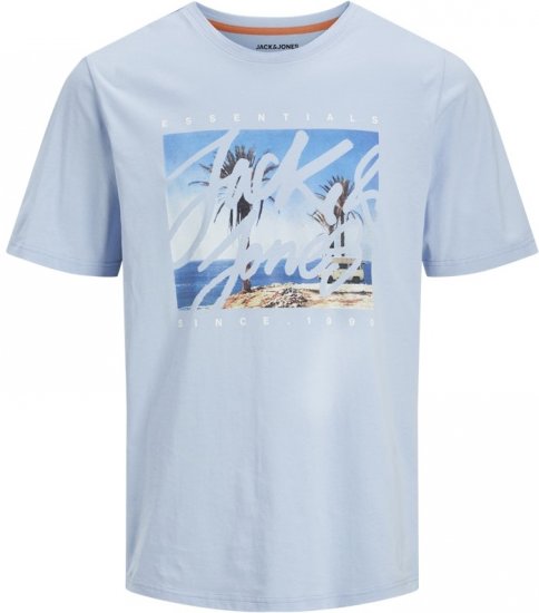 Jack & Jones Colton Photoprint Crew Neck T-Shirt Chambray Blue - Kratke Majice - Moške kratke majice za močnejše postave