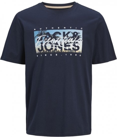 Jack & Jones Colton Photoprint Crew Neck T-Shirt Dark Navy - Kratke Majice - Moške kratke majice za močnejše postave