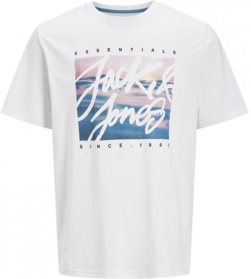 Jack & Jones Colton Photoprint Crew Neck T-Shirt White - Kratke Majice - Moške kratke majice za močnejše postave