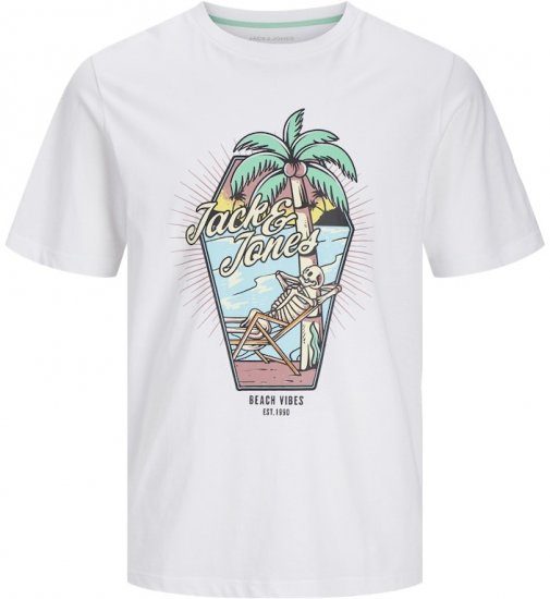 Jack & Jones Elijah Crew Neck T-Shirt White - Kratke Majice - Moške kratke majice za močnejše postave