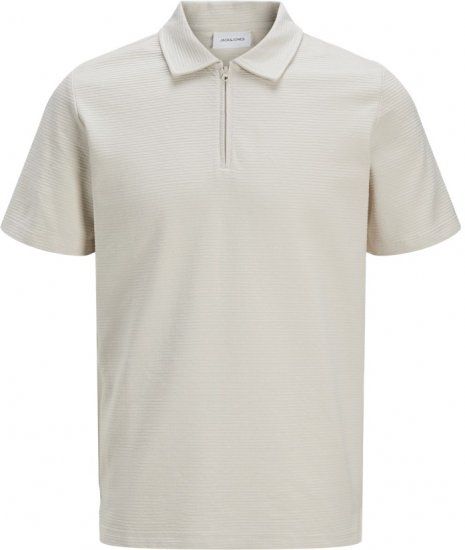 Jack & Jones Benja Short Sleeve Zip Polo Grey - Polo majice - Moške Polo Majice za Močnejše Postave