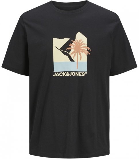 Jack & Jones Barbados Graphic Crew Neck T-Shirt Black - Kratke Majice - Moške kratke majice za močnejše postave