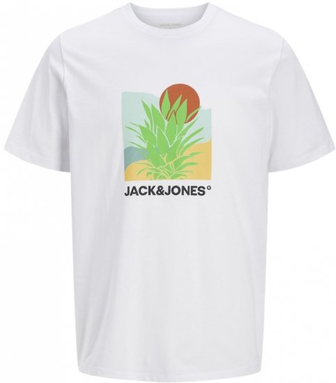 Jack & Jones Barbados Graphic Crew Neck T-Shirt White - Kratke Majice - Moške kratke majice za močnejše postave