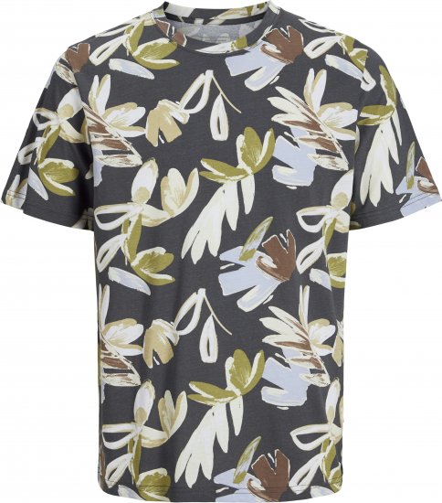 Jack & Jones Varenna AOP Crew Neck T-Shirt Grey - Kratke Majice - Moške kratke majice za močnejše postave