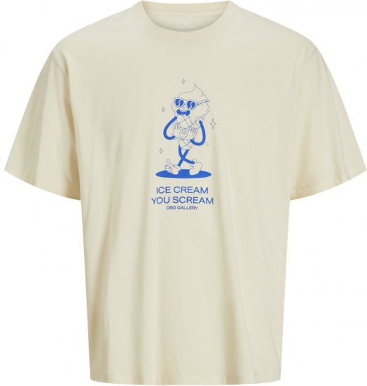 Jack & Jones Unexpect Crew Neck T-Shirt Antique White - Kratke Majice - Moške kratke majice za močnejše postave