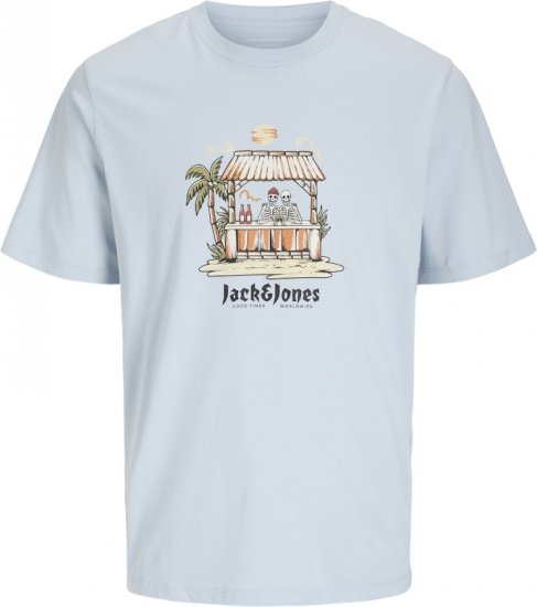 Jack & Jones Skull Coast Crew Neck T-Shirt Light Blue - Kratke Majice - Moške kratke majice za močnejše postave