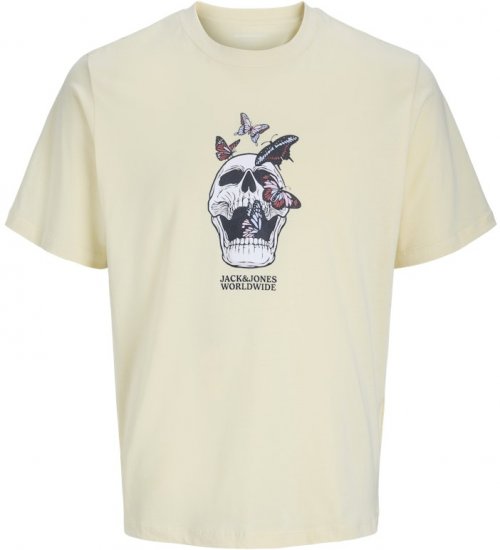 Jack & Jones Skull Coast Crew Neck T-Shirt Light Yellow - Kratke Majice - Moške kratke majice za močnejše postave