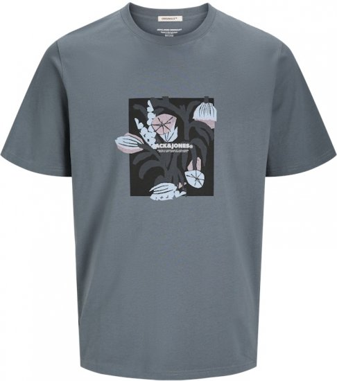 Jack & Jones Almeria Front Print Crew Neck T-Shirt Grey - Kratke Majice - Moške kratke majice za močnejše postave