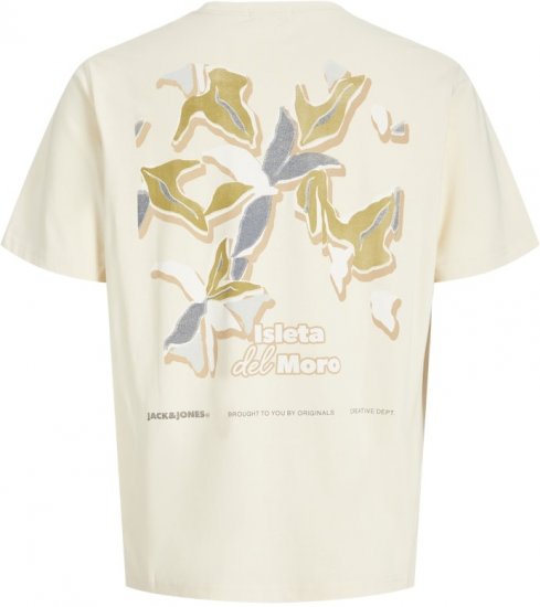 Jack & Jones Almeria Back Print T-Shirt Antique White - Kratke Majice - Moške kratke majice za močnejše postave