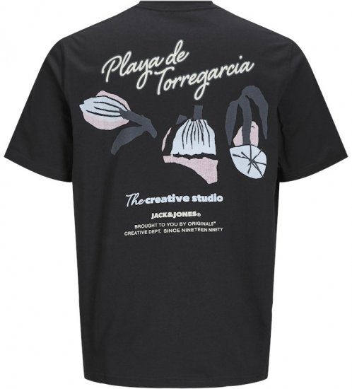 Jack & Jones Almeria Back Print T-Shirt Black - Kratke Majice - Moške kratke majice za močnejše postave