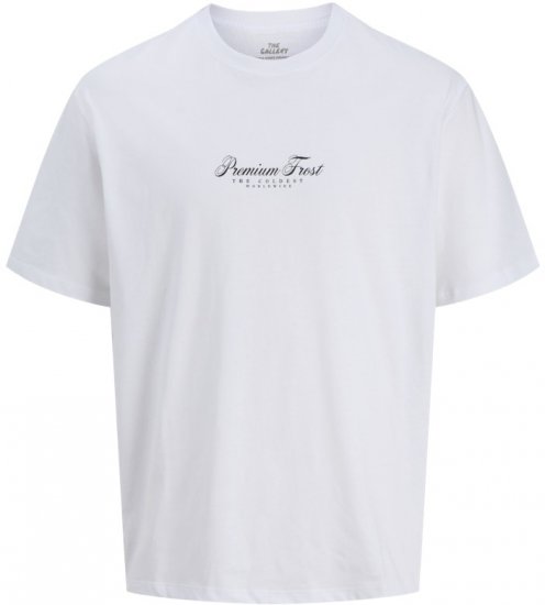 Jack & Jones Marina Crew Neck T-Shirt Bright White/Premium Frost - Kratke Majice - Moške kratke majice za močnejše postave