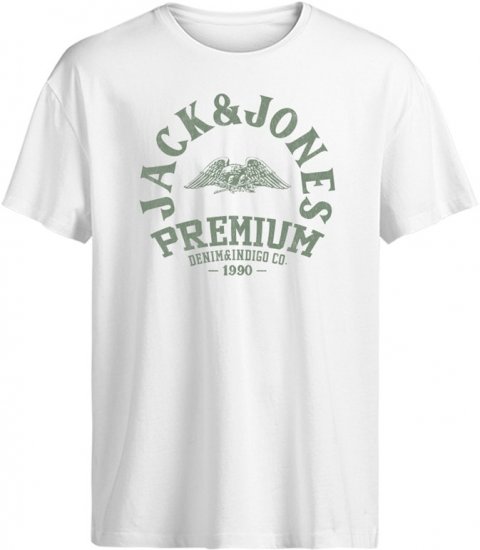 Jack & Jones Blurobar Crew Neck T-Shirt White - Kratke Majice - Moške kratke majice za močnejše postave