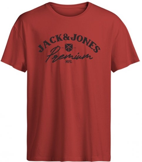Jack & Jones Blurobar Crew Neck T-Shirt Red - Kratke Majice - Moške kratke majice za močnejše postave