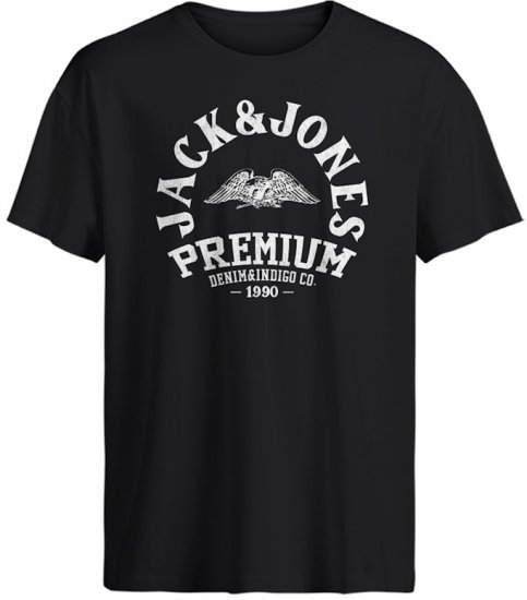 Jack & Jones Blurobar Crew Neck T-Shirt Black Beauty - Kratke Majice - Moške kratke majice za močnejše postave