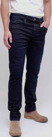Kam Jeans Jacob Knitted Denim Reg Fit Jeans Blue-Black - Kavbojke & hlače - Moške Kavbojke in Hlače za Močnejše Postave