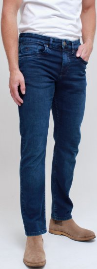Kam Jeans Jacob Knitted Denim Reg Fit Jeans Mid Wash Blue - Kavbojke & hlače - Moške Kavbojke in Hlače za Močnejše Postave