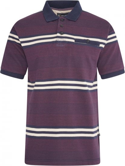 Kam Jeans 5506 Stripe Rugby Polo With Jacquard Collar & Cuffs Navy - Polo majice - Moške Polo Majice za Močnejše Postave