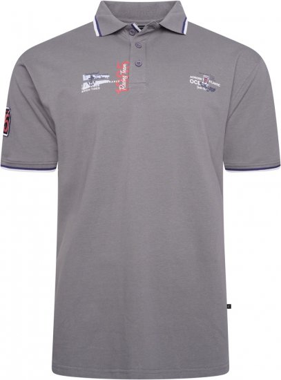 Kam Jeans 5512 1985 Racing Team Polo Shadow Grey - Polo majice - Moške Polo Majice za Močnejše Postave