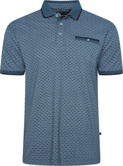 Kam Jeans 5517 Geo-Print Polo Blue - Polo majice - Moške Polo Majice za Močnejše Postave