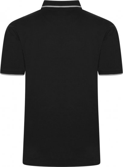 Kam Jeans 5518 Smart Mini Geo-Print Polo Black - Polo majice - Moške Polo Majice za Močnejše Postave
