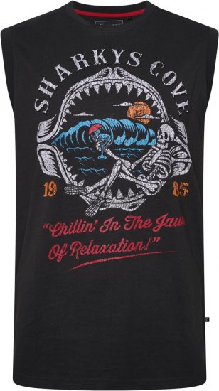 Kam Jeans 5762 Sharkeys Cove Vest Sleeveless T-Shirt Pirate Black - Kratke Majice - Moške kratke majice za močnejše postave