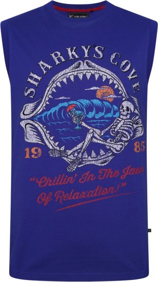 Kam Jeans 5762 Sharkeys Cove Vest Sleeveless T-Shirt Sea Surf Blue - Kratke Majice - Moške kratke majice za močnejše postave