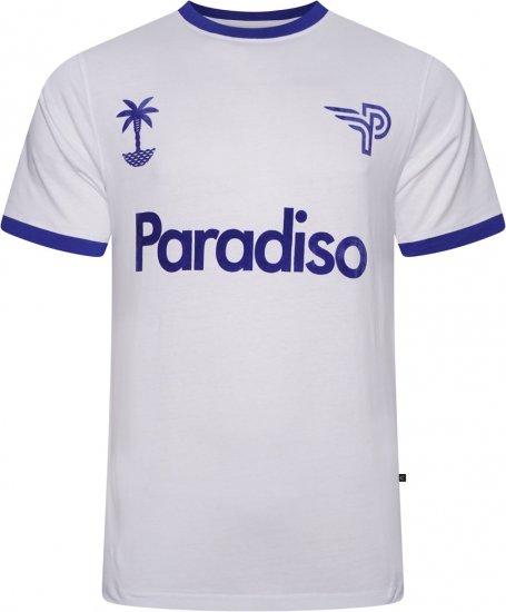 Kam Jeans 5768 Paradiso Print T-Shirt Bright White - Kratke Majice - Moške kratke majice za močnejše postave